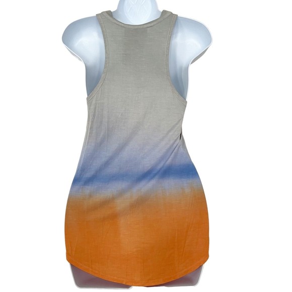 Young Fabulous & Broke Dip Dye Orange Blue Grey Ombre Tank Top Racer Back Sz S - Picture 3 of 10